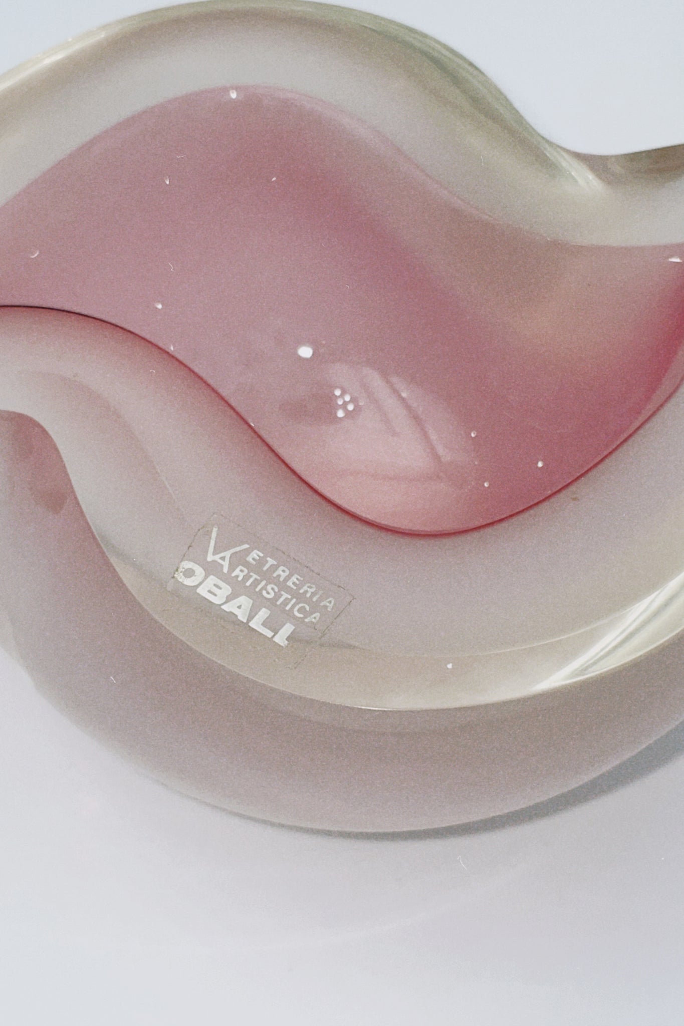 Murano Glass Pink Geode Bowl