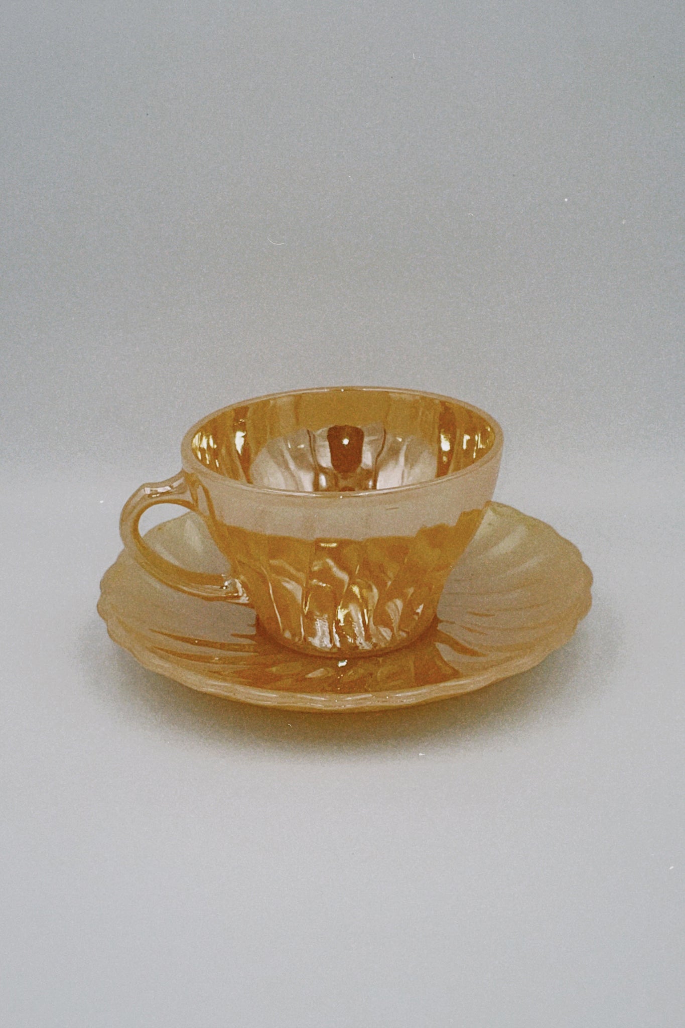 Iridescent Milkglass Orange Tea Set