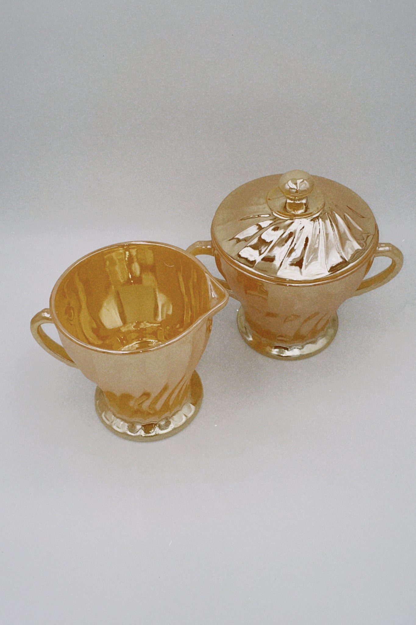 Iridescent Milkglass Orange Tea Set