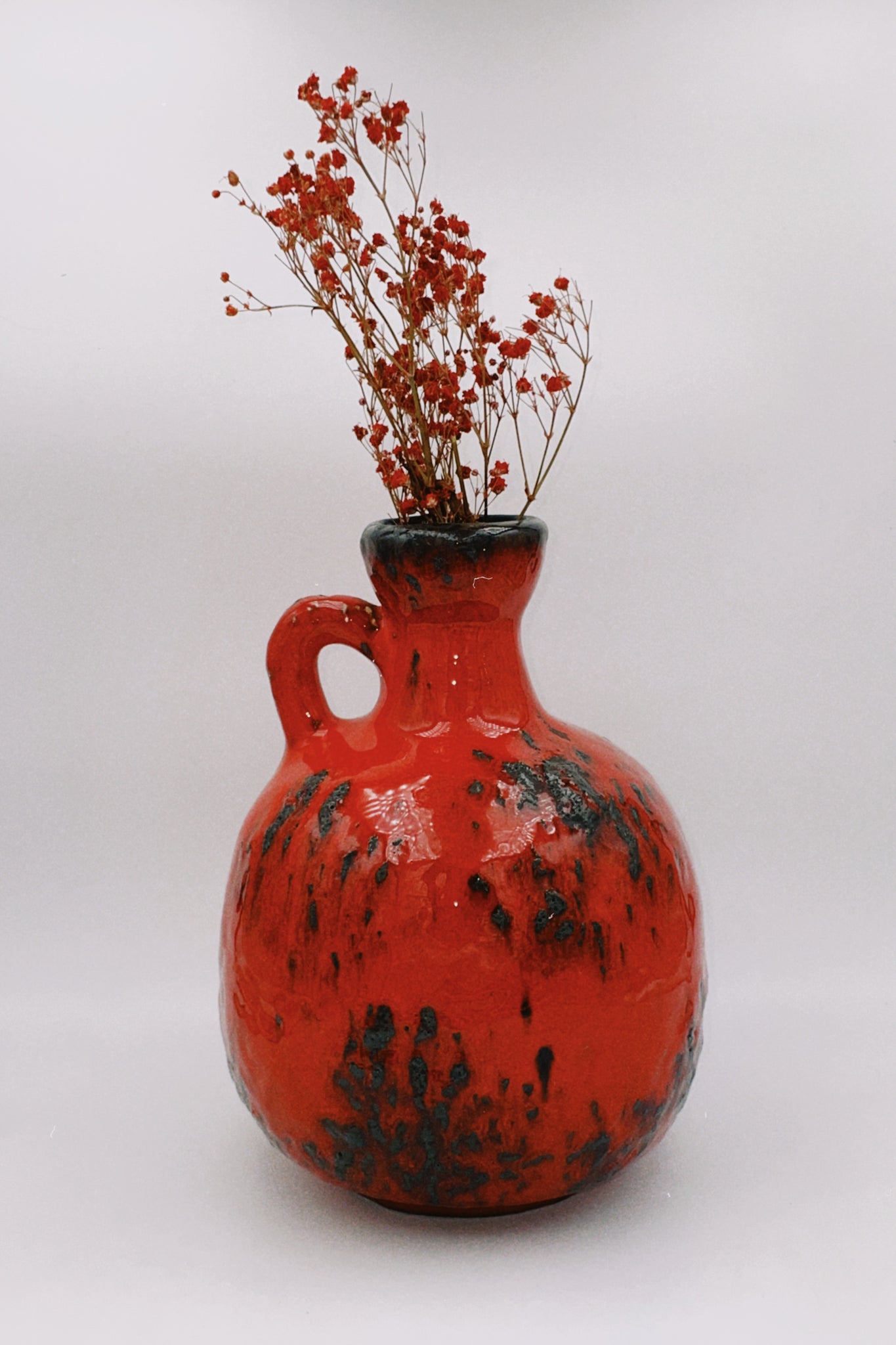 Bright Red Lava Vase