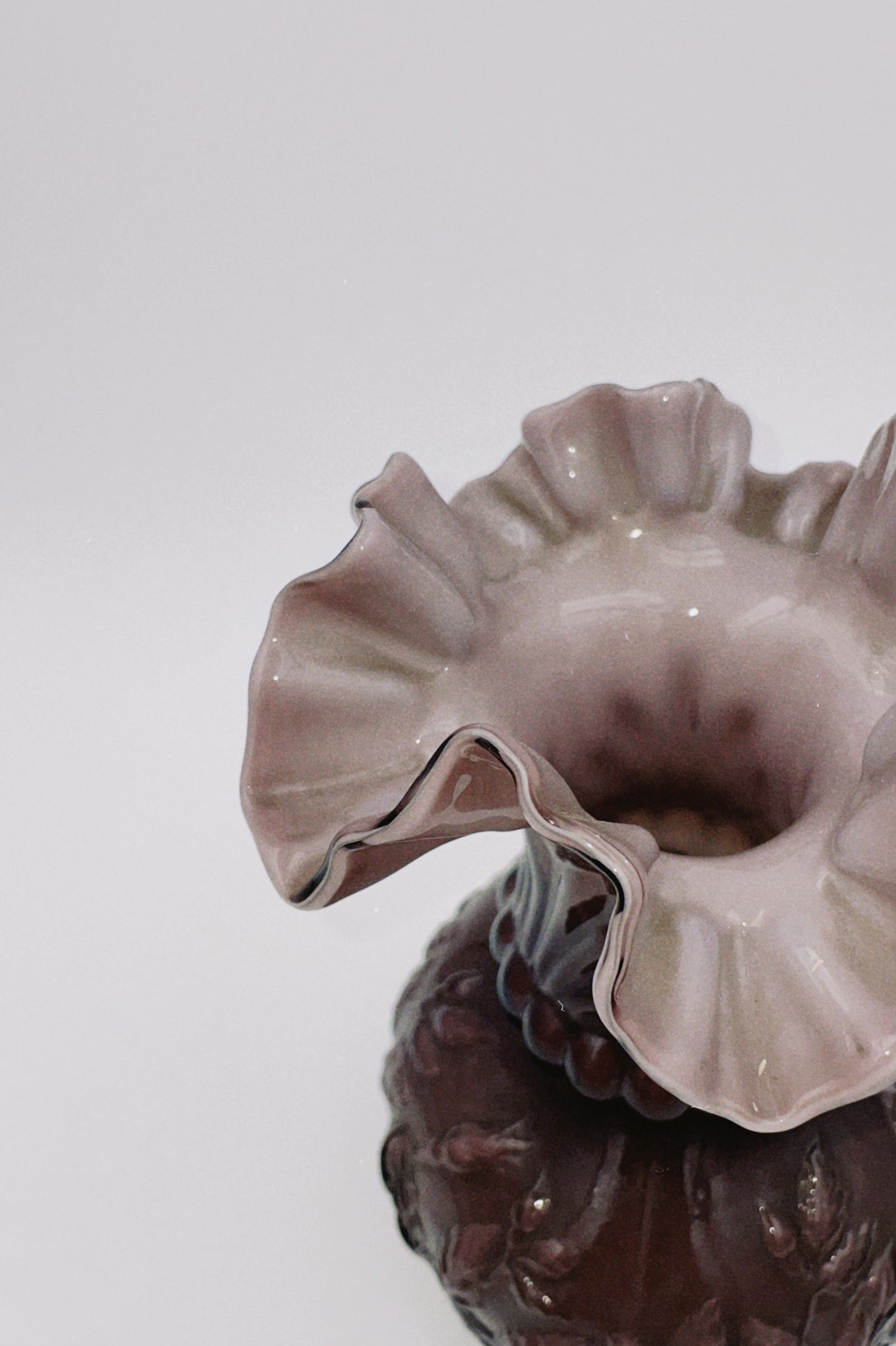 Opaline Plum Ruffle Vase