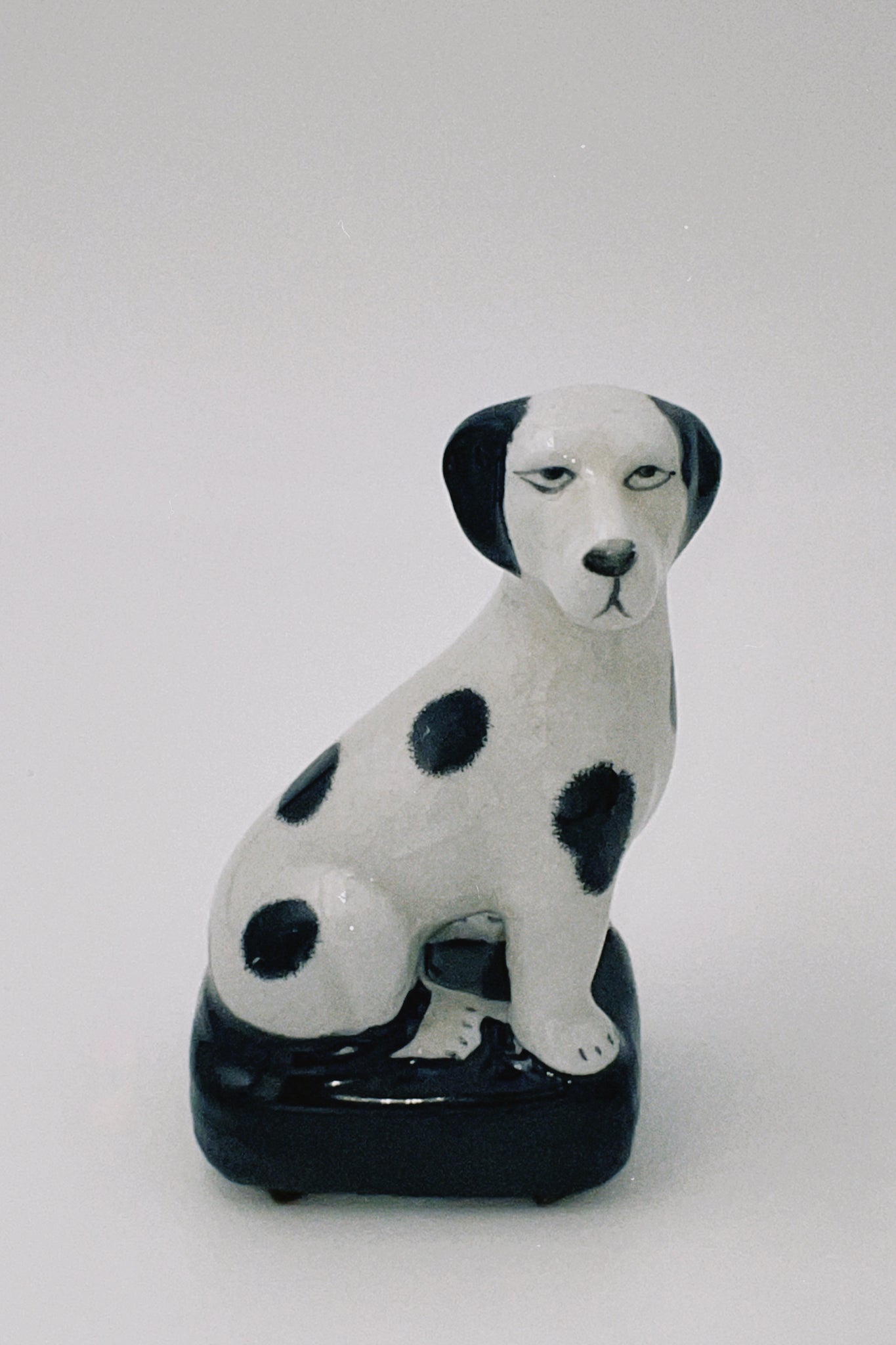 Hand painted set of Ceramic Dogs in Black and White